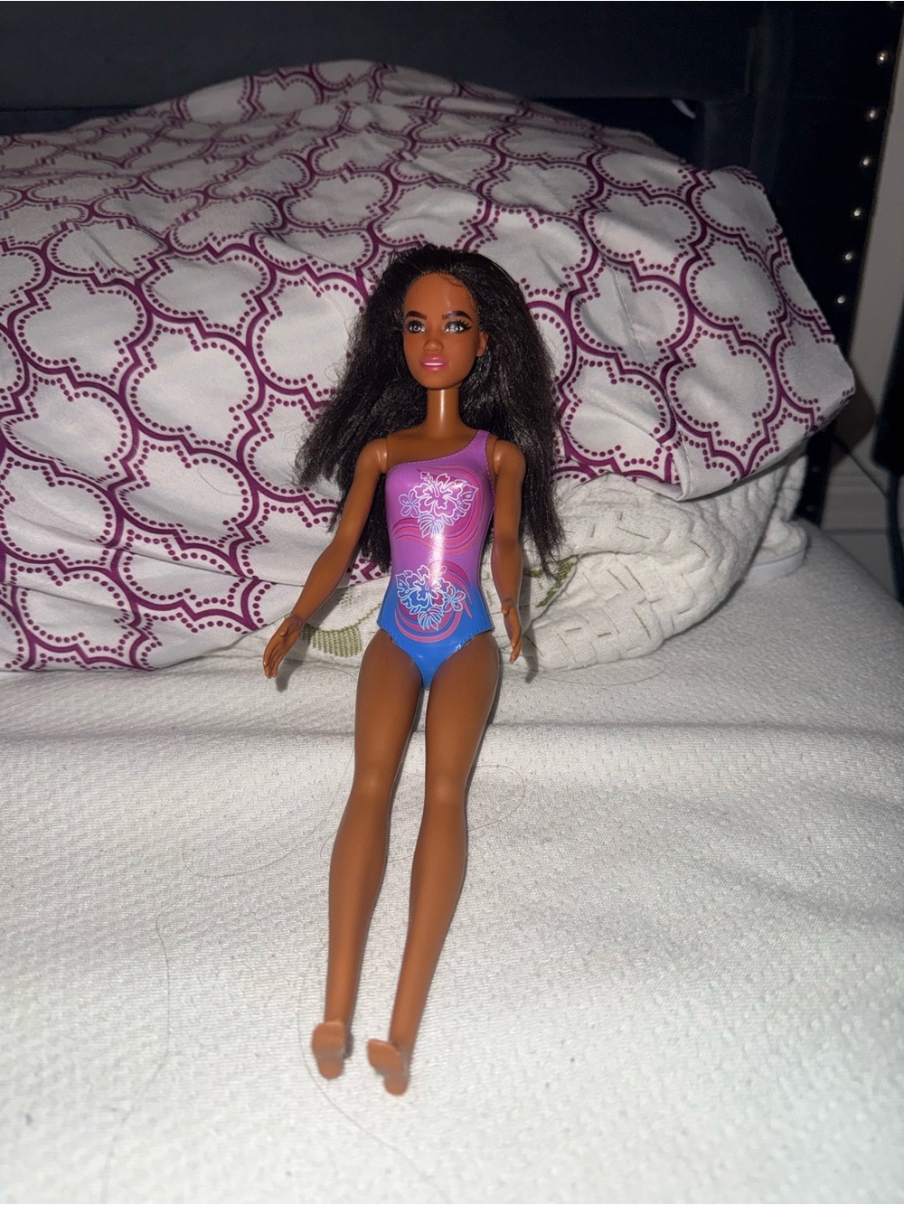 Barbie One-Piece Swimsuit in Purple and Blue for Dolls